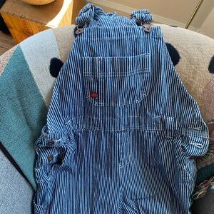 Dickies Blue and White Striped Jumpsuit